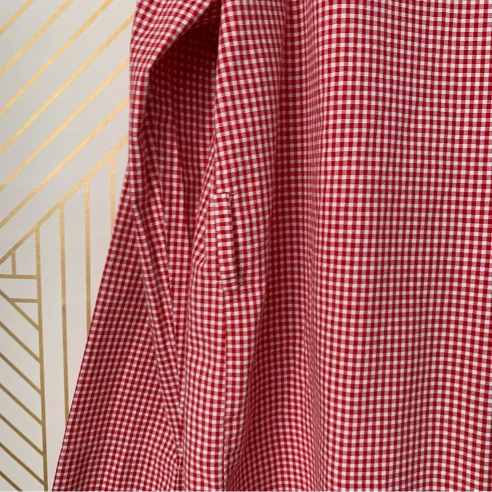 Erica Tanov cotton gingham open front long line blazer jacket Lagenlook boho S
